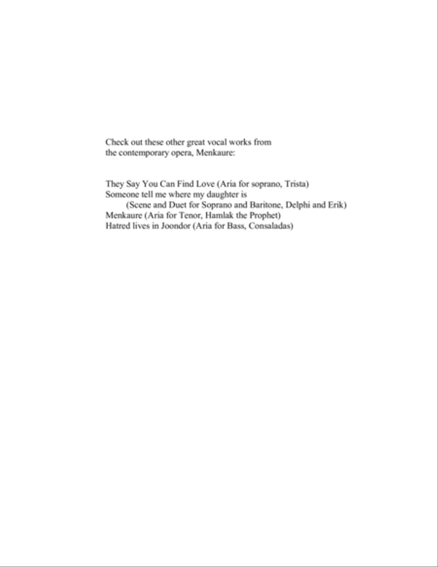 Aria for Soprano in English, But Who Can Say Who Love Won't Kiss from the opera Menkaure High Voice scores gallery preview page 2