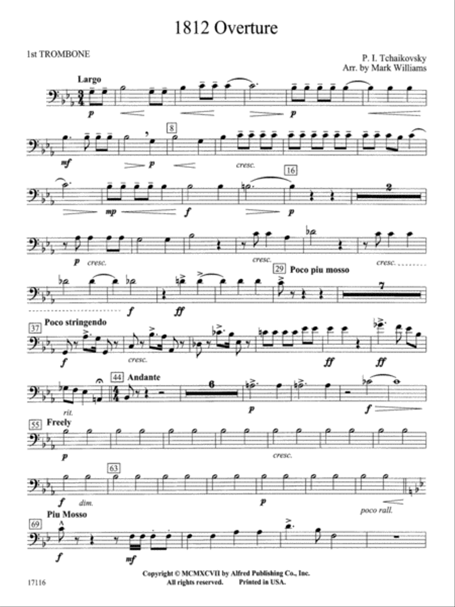 1812 Overture: 1st Trombone Concert Band scores gallery preview page 1