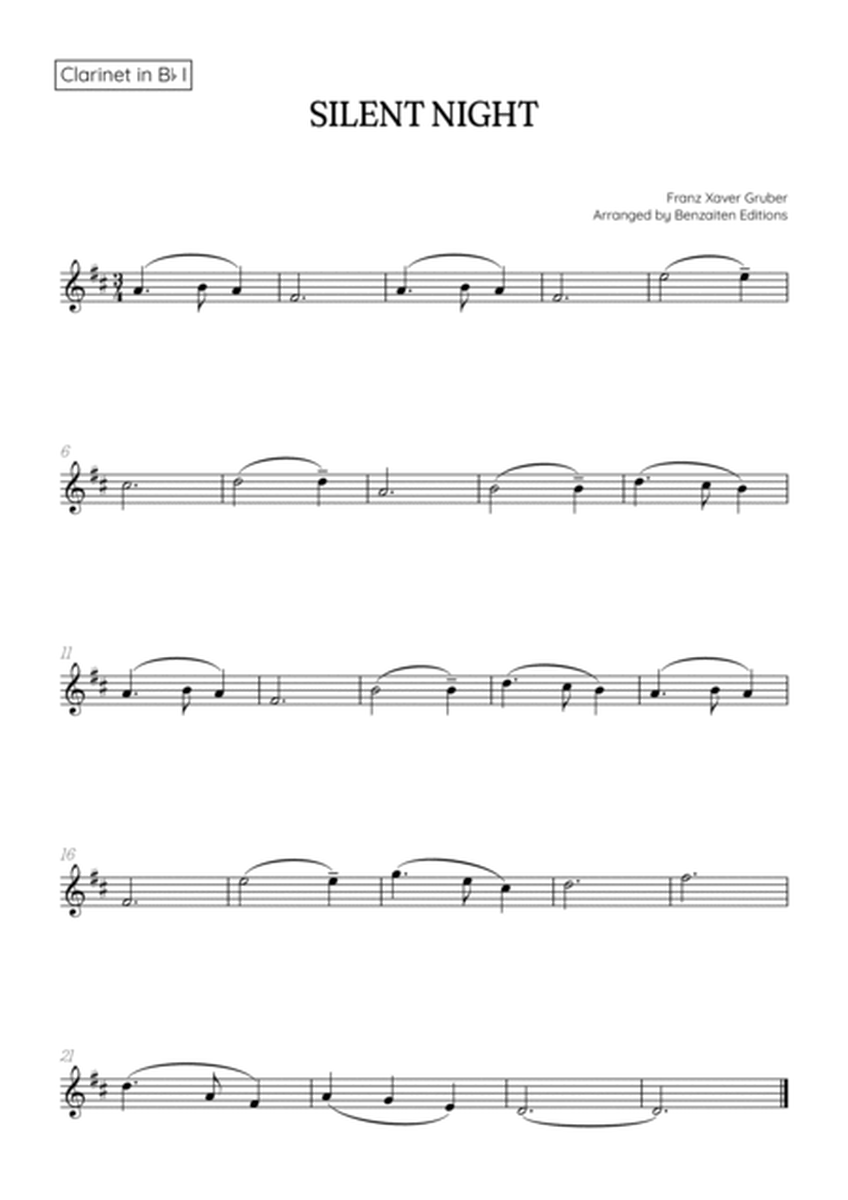 Silent Night for clarinet in Bb duet • easy Christmas song sheet music (w/ chords) image number null