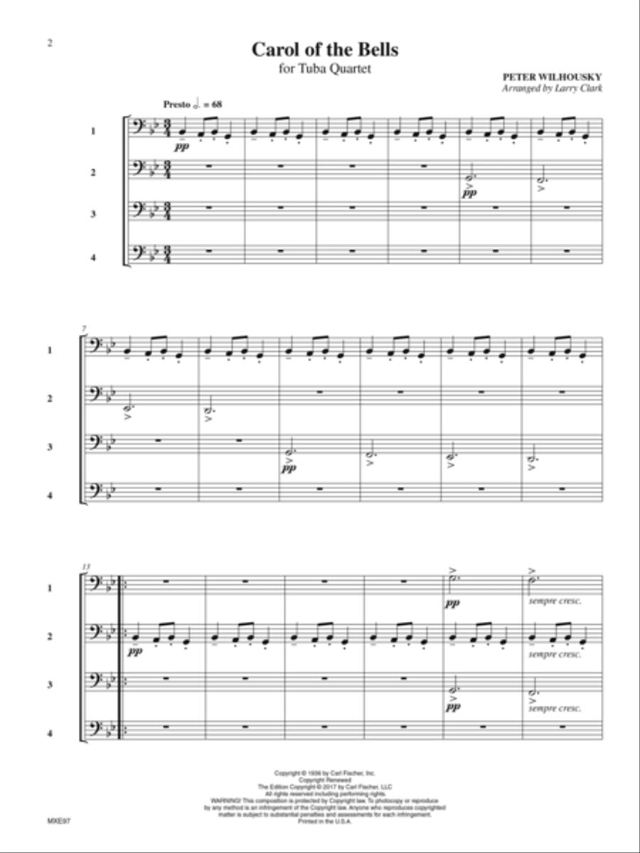 Carol of the Bells for Tuba Quartet Tuba Quartet scores gallery preview page 2