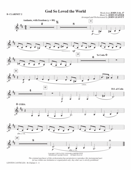 Lenten Canticles (A Passion Cantata) - Bb Clarinet 2