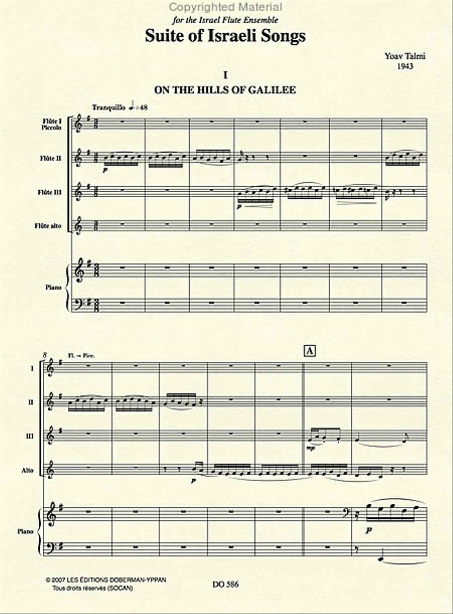 Suite of Israeli Songs (4 fl. / pno) Flute scores gallery preview page 2