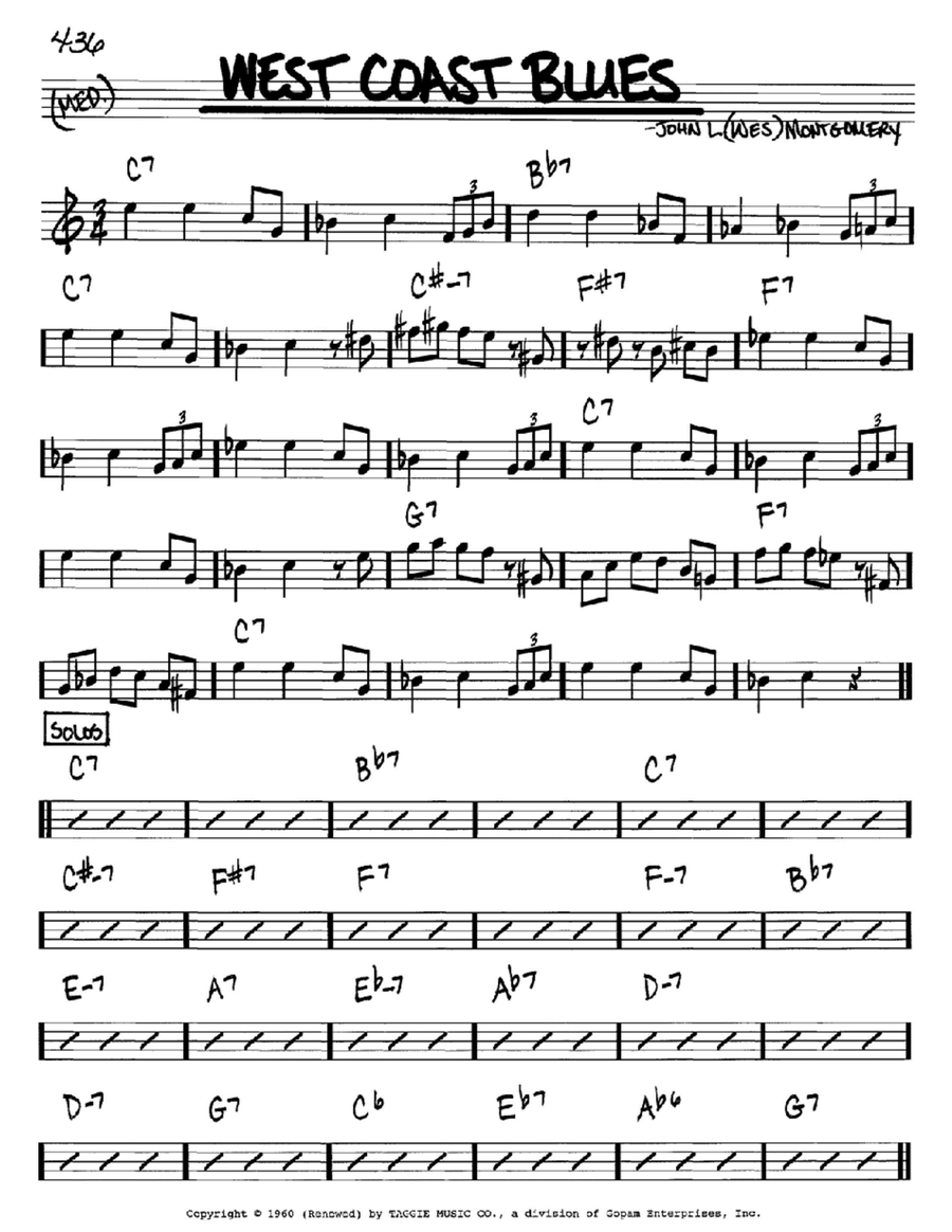 West Coast Blues B-Flat Instrument scores gallery preview page 1