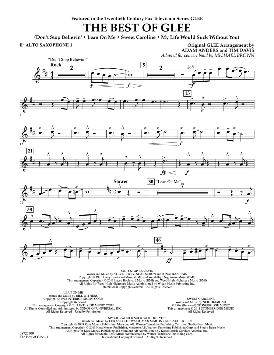 The Best Of Glee - Eb Alto Saxophone 1