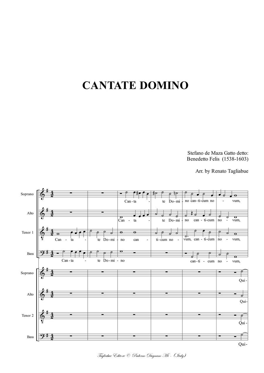 Book cover for CANTATE DOMINO, Felis Benedetto, For double choir SATB