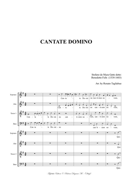 CANTATE DOMINO, Felis Benedetto, For double choir SATB image number null