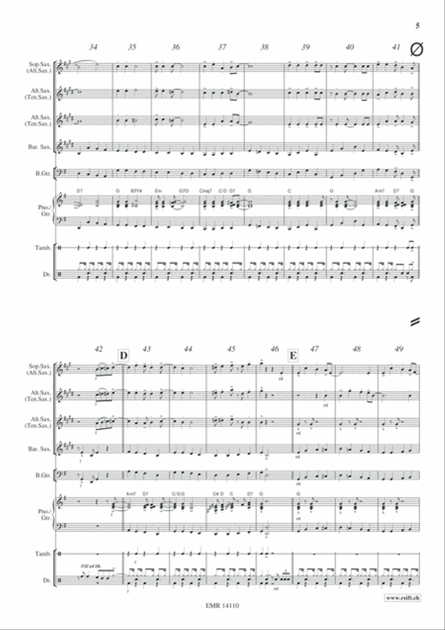 Swingle Bells Swingle Bells Saxophone Quartet scores gallery preview page 6