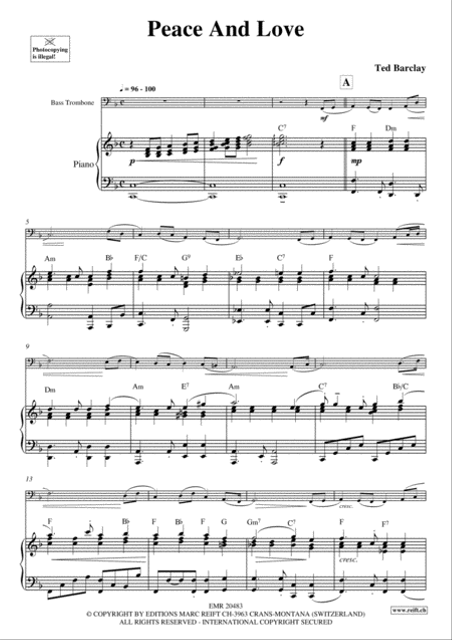 Peace And Love Bass Trombone scores gallery preview page 3