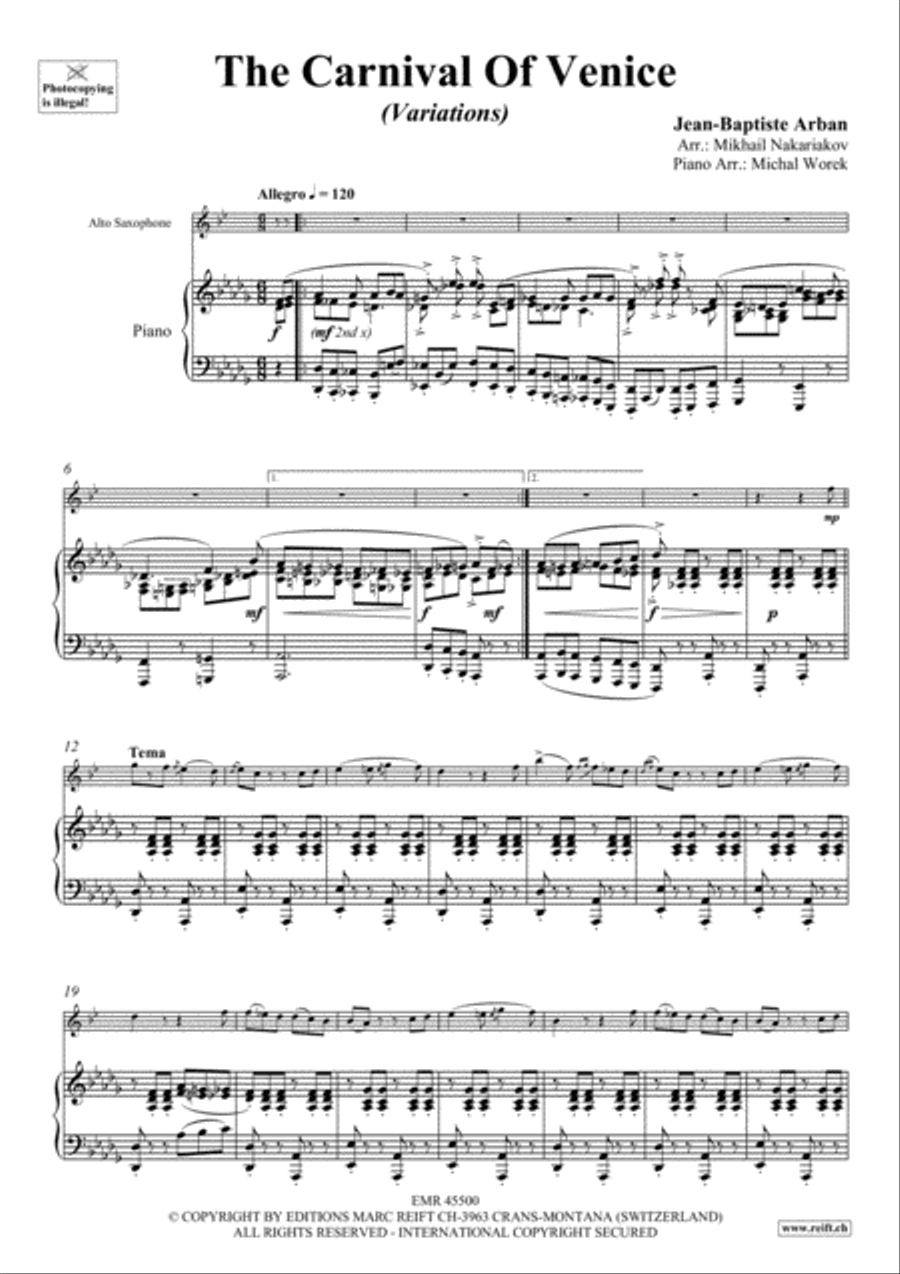 The Carnival Of Venice The Carnival Of Venice Alto Saxophone scores gallery preview page 4