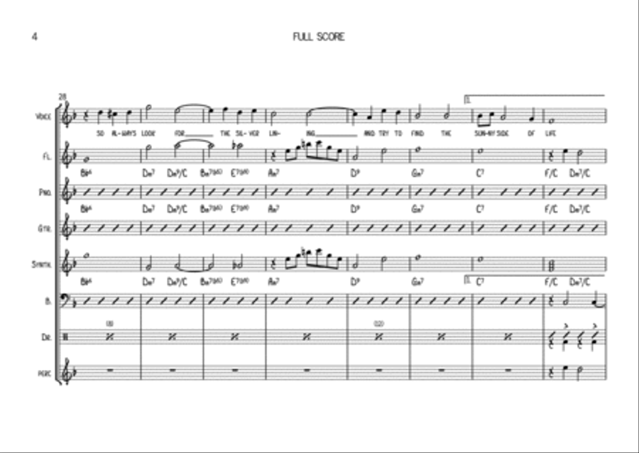 Look For the Silver Lining. Male Vocal and Small Band. As recorded by Rhys Meirion. Key of F Flute scores gallery preview page 4