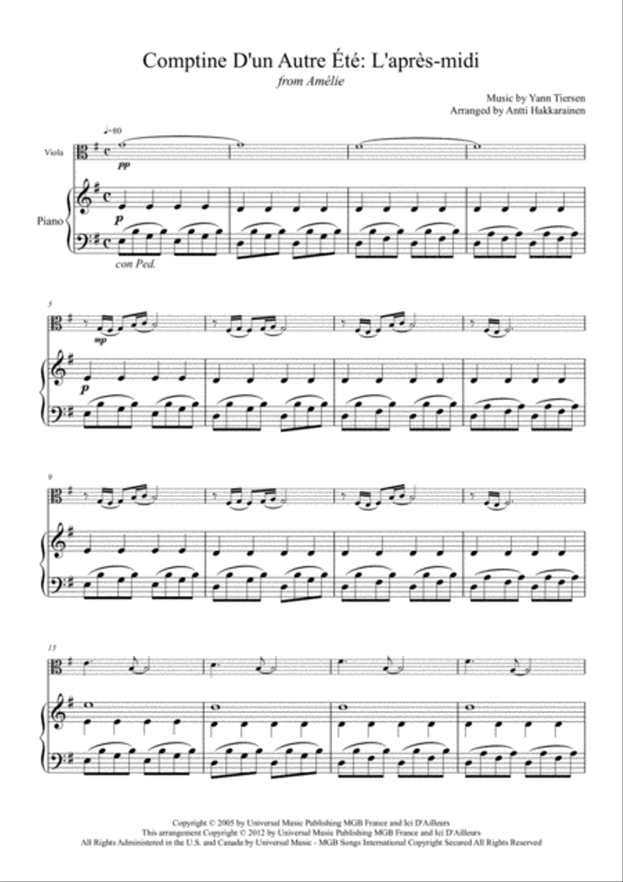 Comptine D'un Autre Été: L'après-midi Viola scores gallery preview page 2
