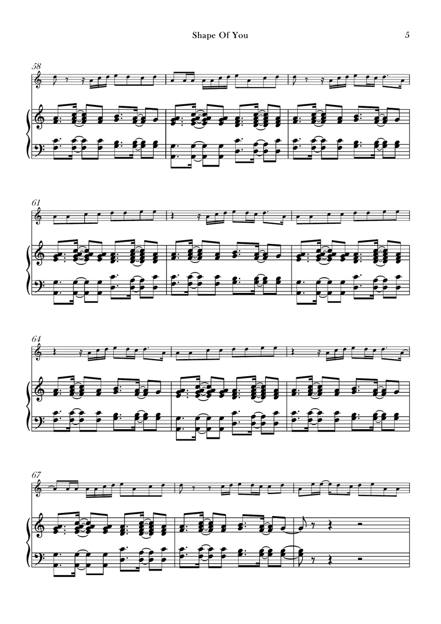 Shape Of You Violin Solo scores gallery preview page 5