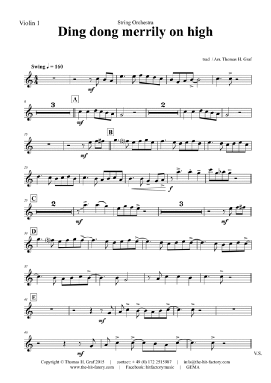 Ding dong merrily on high - Swing - String Orchestra String Orchestra scores gallery preview page 6