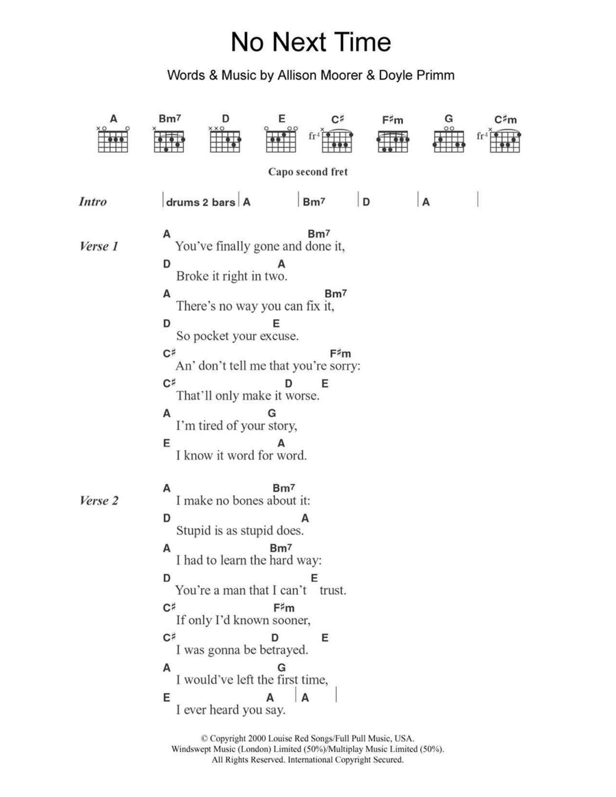 No Next Time Acoustic Guitar scores gallery preview page 1