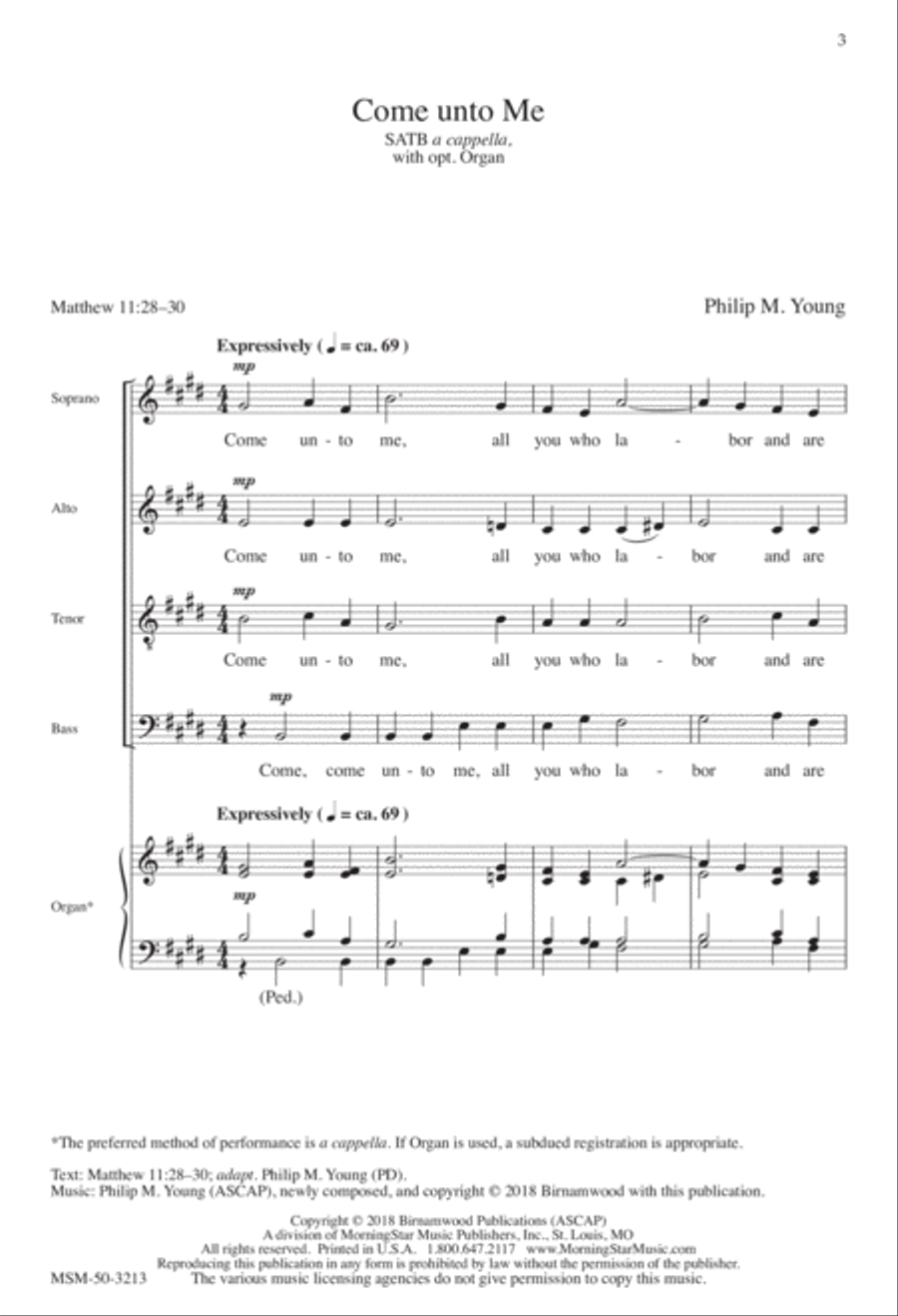 Come unto Me Come unto Me 4-Part scores gallery preview page 2
