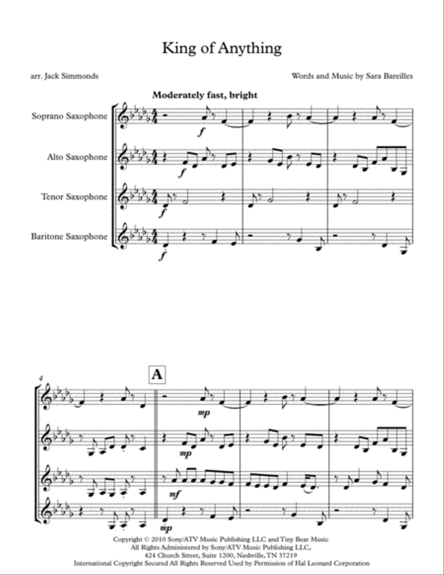 King Of Anything King Of Anything Small Ensemble scores gallery preview page 1
