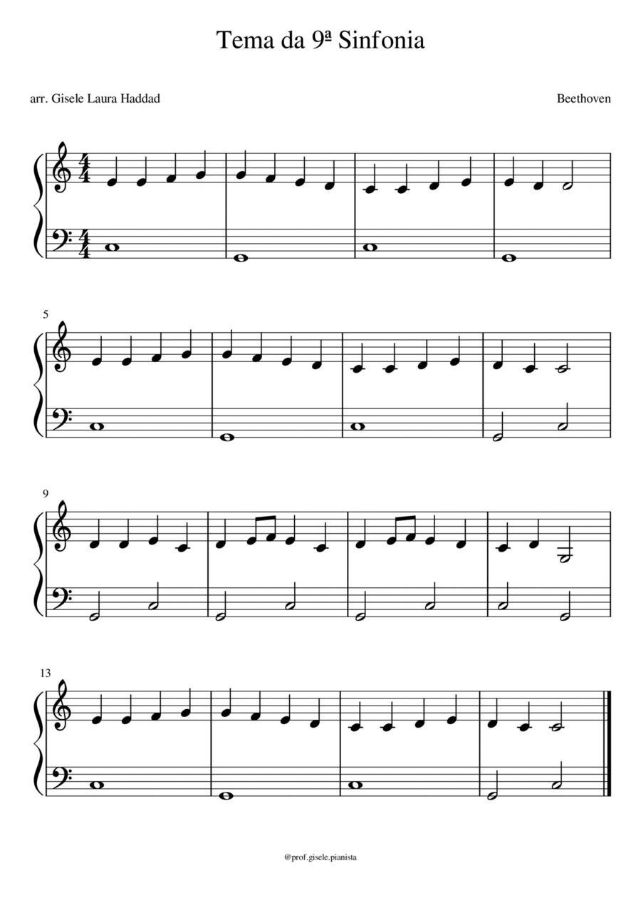 Tema da 9ª Sinfonia Tema da 9ª Sinfonia Easy Piano scores gallery preview page 1