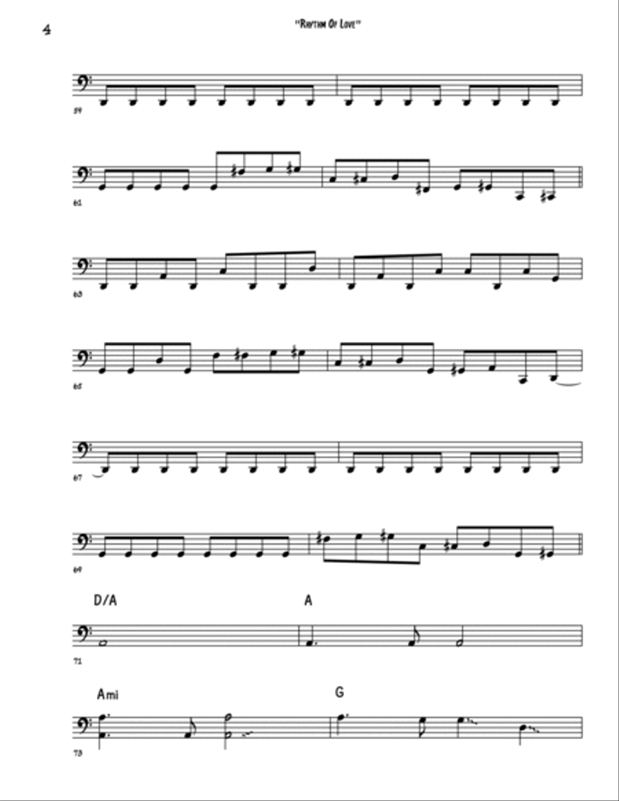 Rhythm Of Love Bass Guitar scores gallery preview page 4