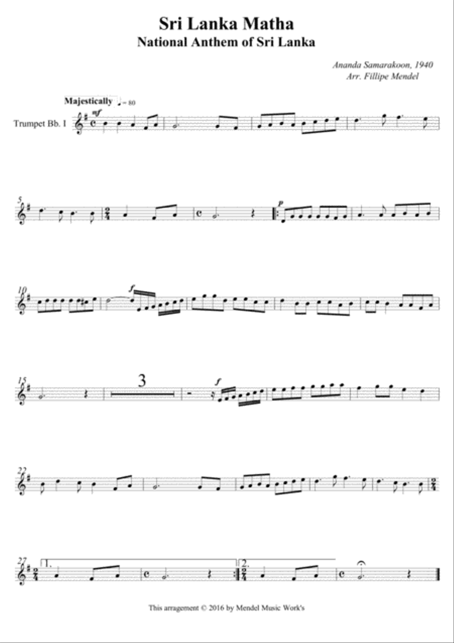 National Anthem of Sri Lanka Brass Ensemble scores gallery preview page 3