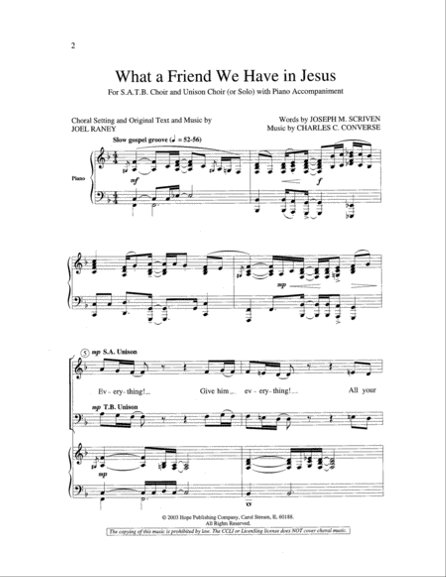What a Friend We Have in Jesus 4-Part scores gallery preview page 2