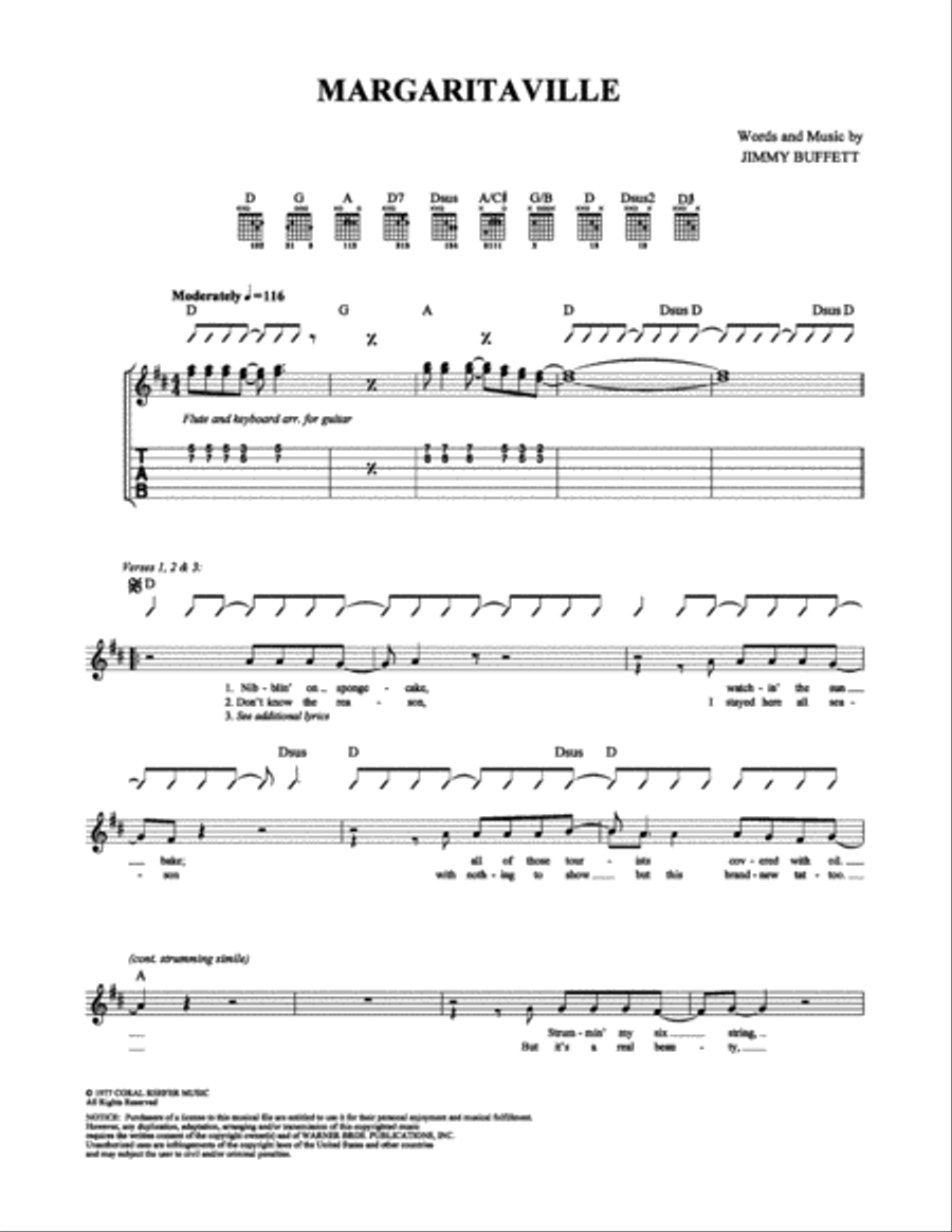 Margaritaville Electric Guitar scores gallery preview page 1