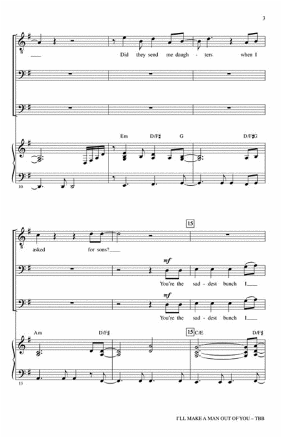 I'll Make a Man out of You 3-Part scores gallery preview page 3