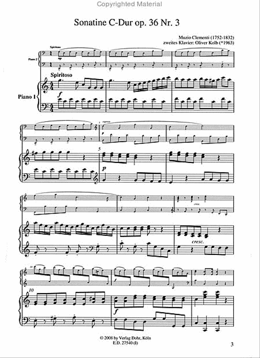 Sonatinen op. 36 für Klavier mit hinzukomponierter zweiter Klavierstimme (Heft 2: Nr. 3 und 4) Piano scores gallery preview page 2