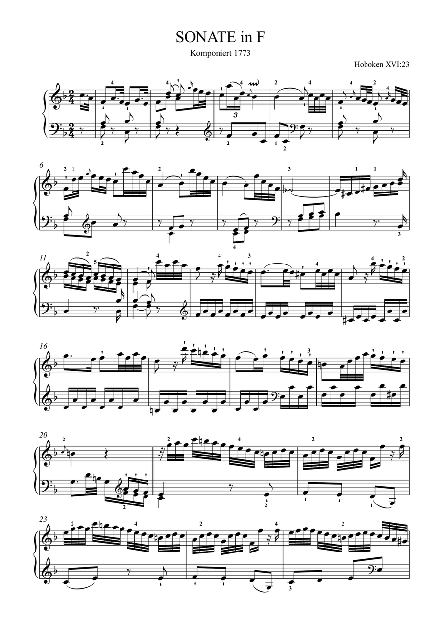 Haydn-Piano Sonata in F major,Hob.XVI.23(Piano solo) Haydn-Piano Sonata in F major,Hob.XVI.23(Piano solo) Small Ensemble scores gallery preview page 2