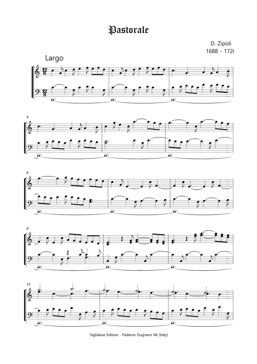 PASTORALE - Zipoli - From Sonate d’Intavolatura per Organo e Cimbalo - For organ Organ Solo scores gallery preview page 1