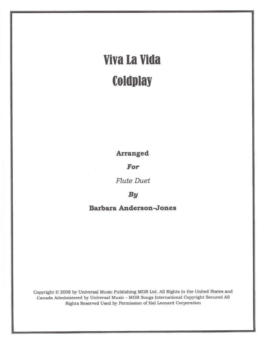 Viva La Vida Flute Duet scores gallery preview page 1