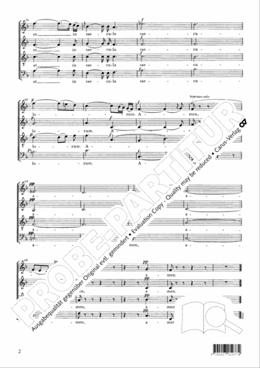 Laudate Dominum in F 4-Part scores gallery preview page 3