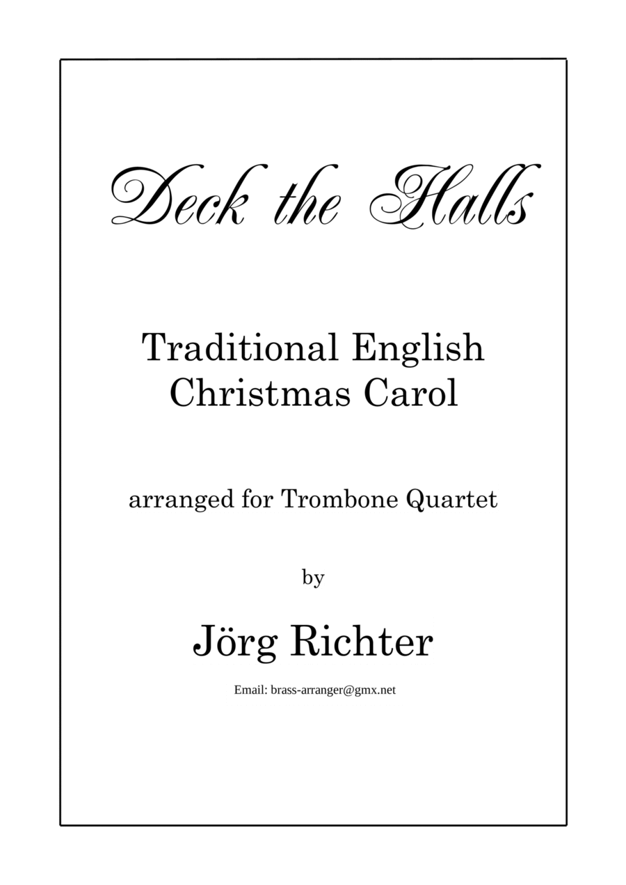 Deck the Halls (Christmas Carol) for Trombone Quartet image number null