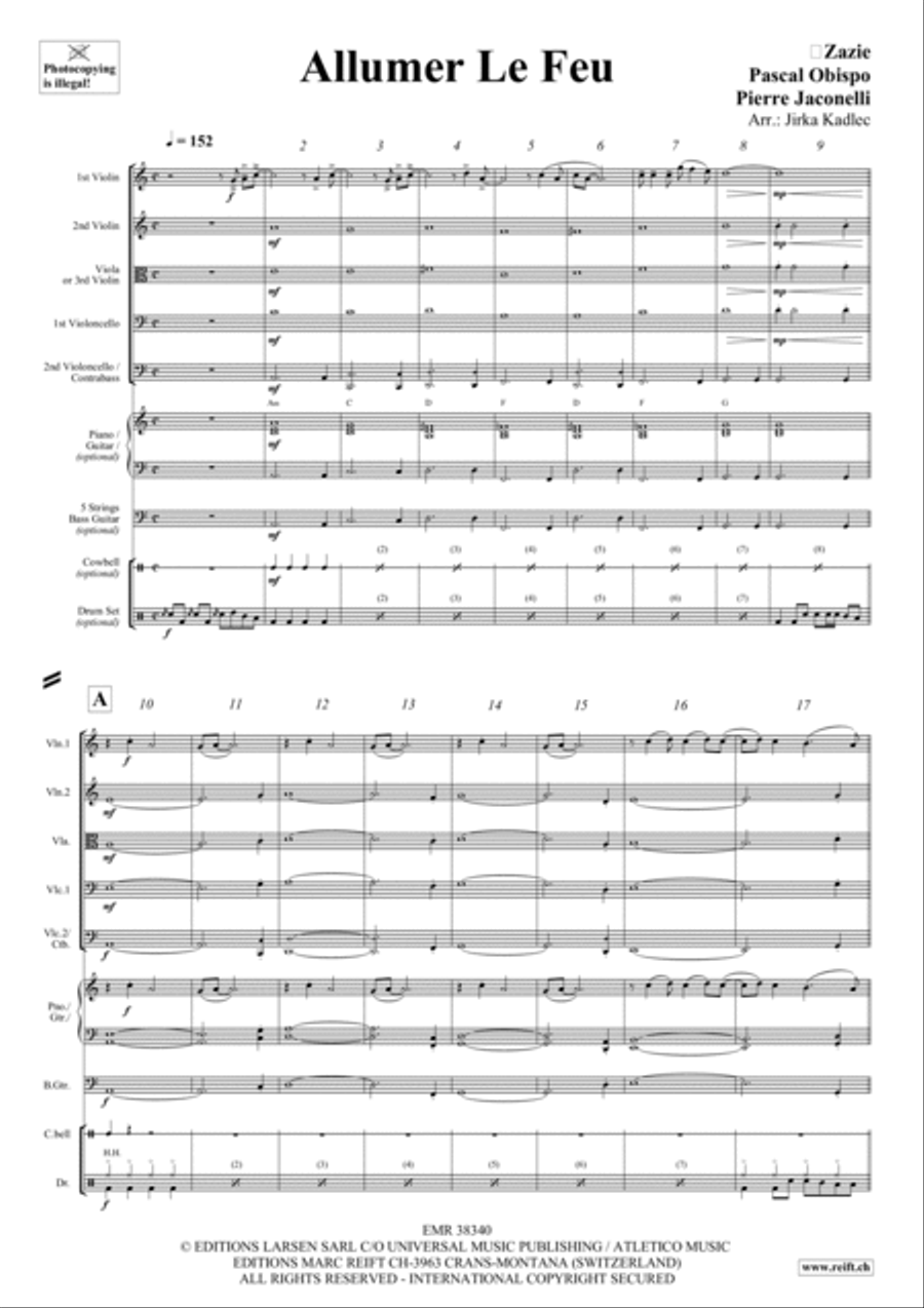 Allumer Le Feu Bass Guitar scores gallery preview page 2