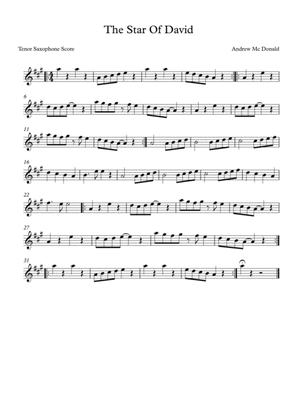 The Star Of David Bb Tenor Saxophone Score