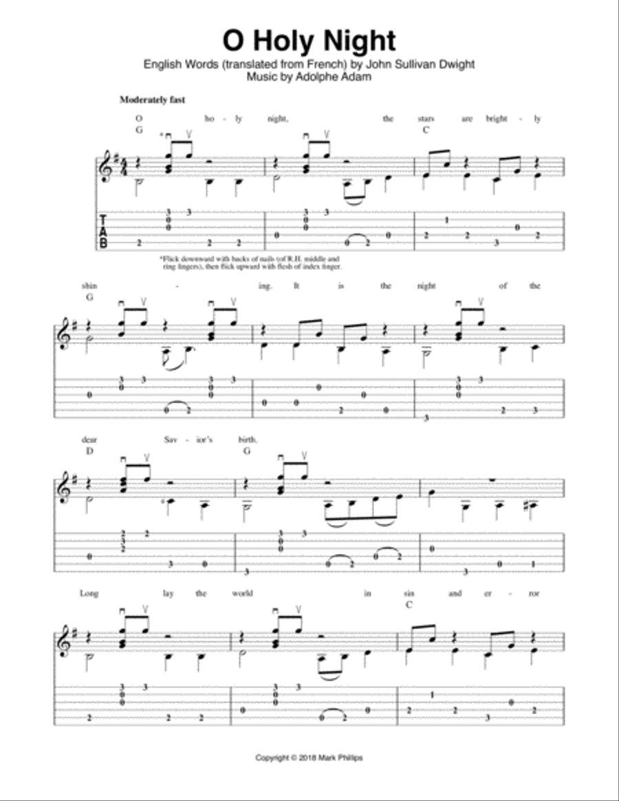 O Holy Night Guitar Tablature scores gallery preview page 1