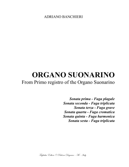 L'ORGANO SUONARINO - Banchieri - 6 Sonate for Organ image number null