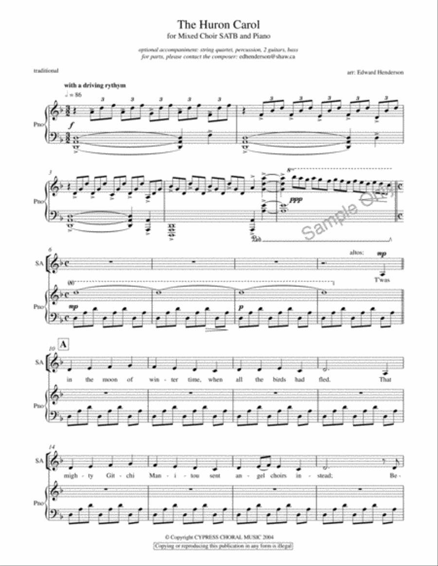 Huron Carol 4-Part scores gallery preview page 2