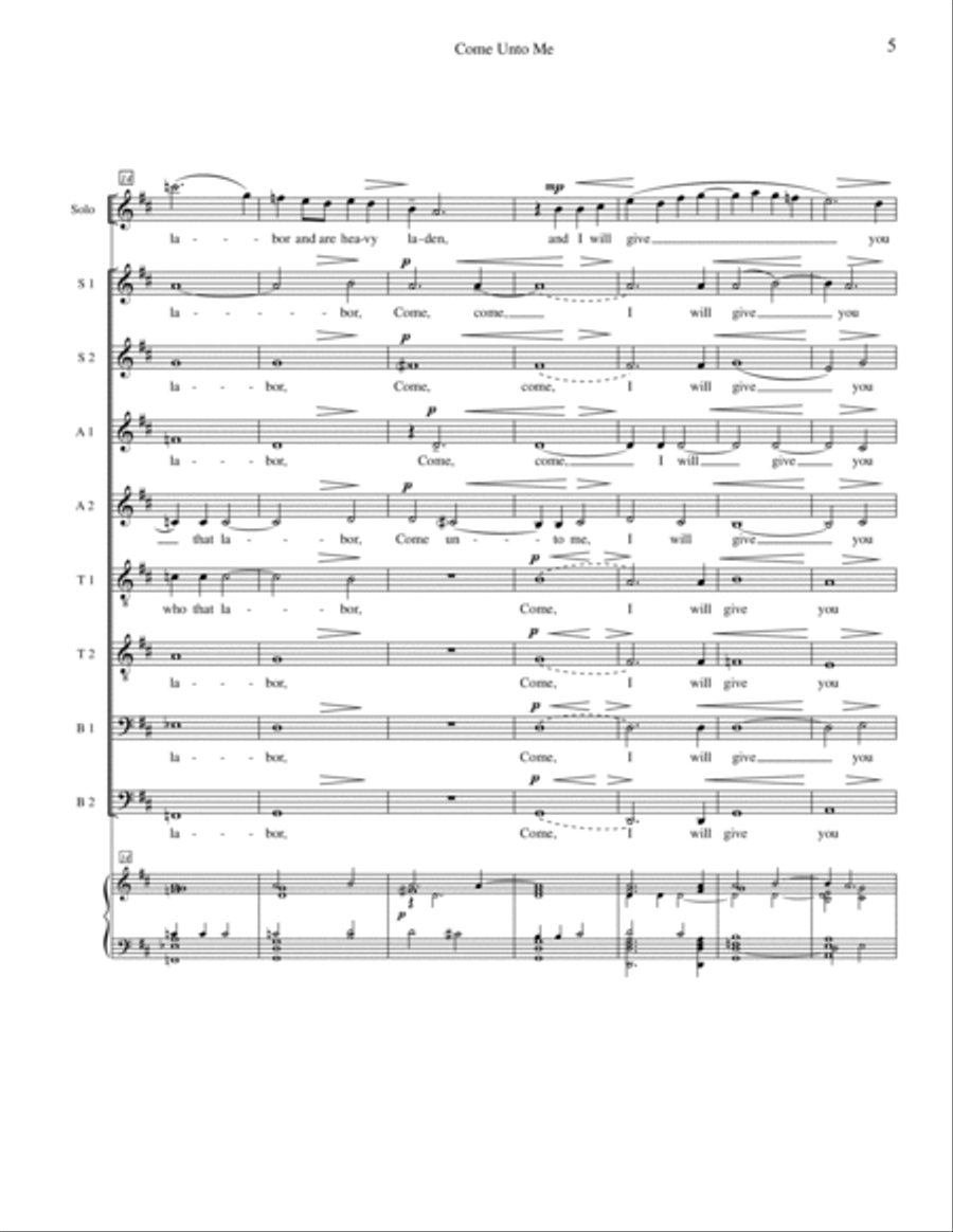 Come Unto Me Divisi scores gallery preview page 3