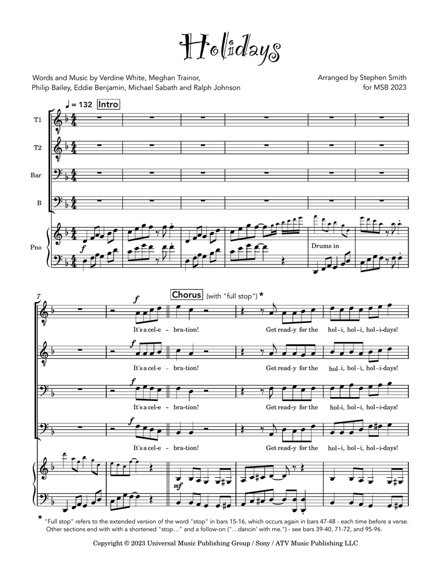 Holidays Holidays TTBB scores gallery preview page 1