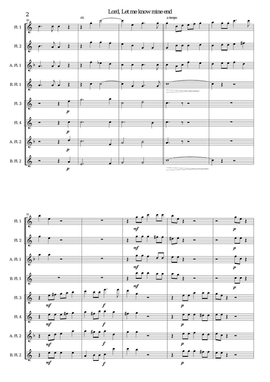 Lord, let me know mine end for flute octet or flute choir Flute Choir scores gallery preview page 2