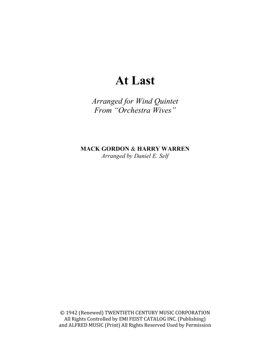 At Last Woodwind Quintet scores gallery preview page 1
