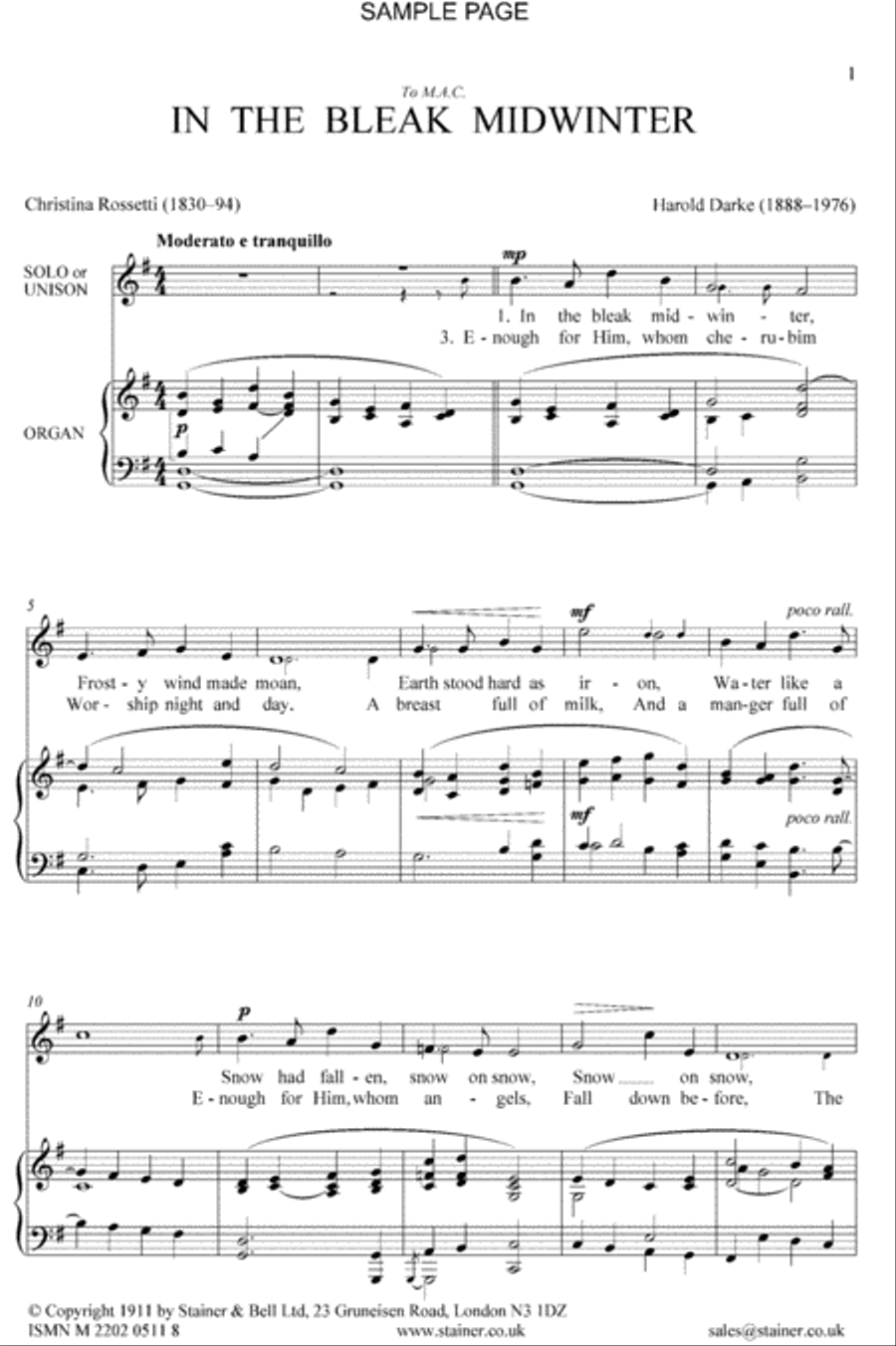 In the Bleak Midwinter. SATB and Organ 4-Part scores gallery preview page 2