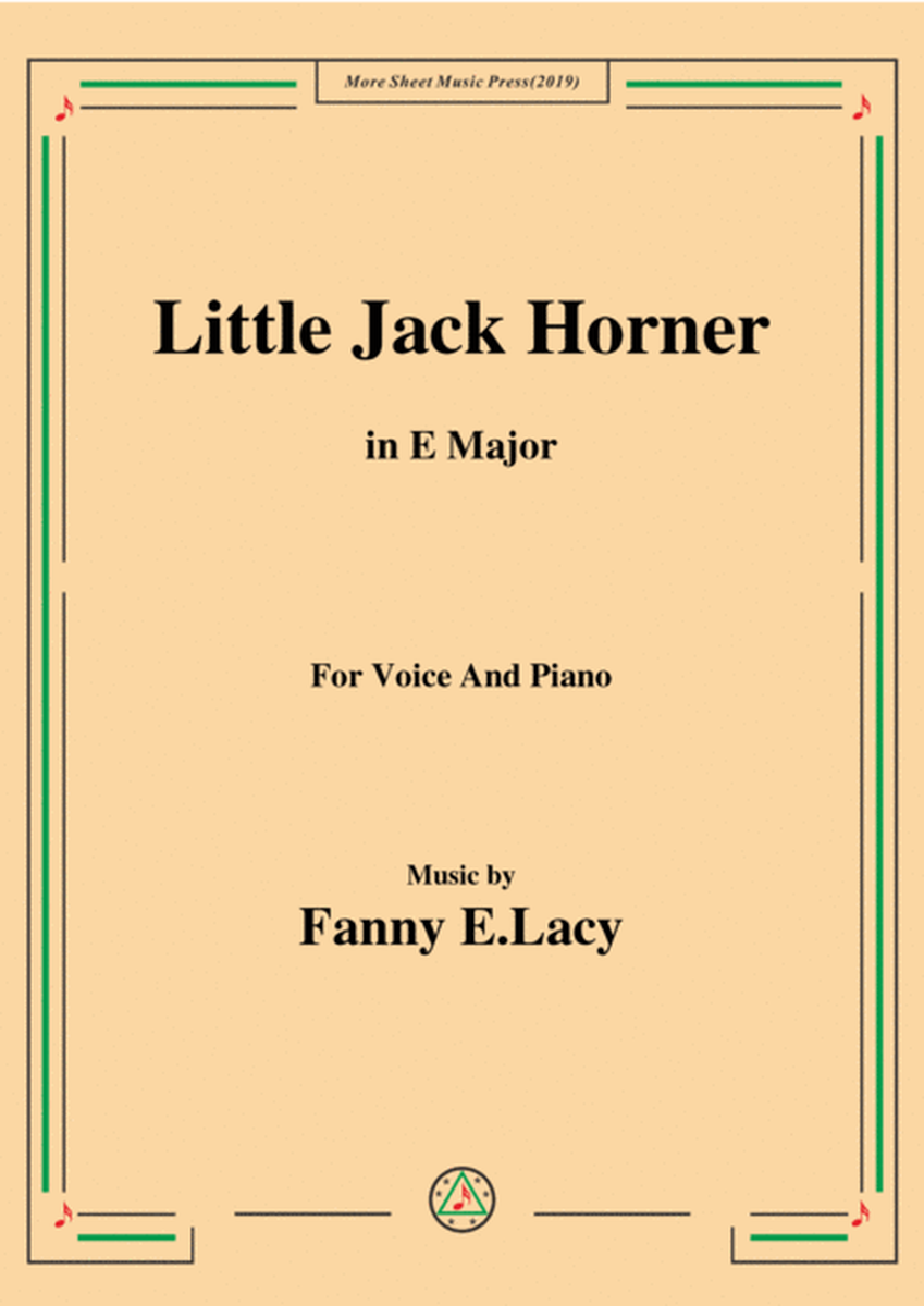Fanny E.Lacy-Little Jack Horner,in E Major,for Voice and Piano image number null