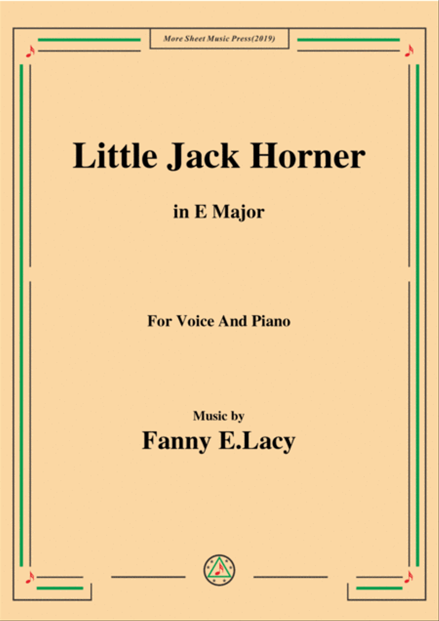 Fanny E.Lacy-Little Jack Horner,in E Major,for Voice and Piano Voice Solo scores gallery preview page 1