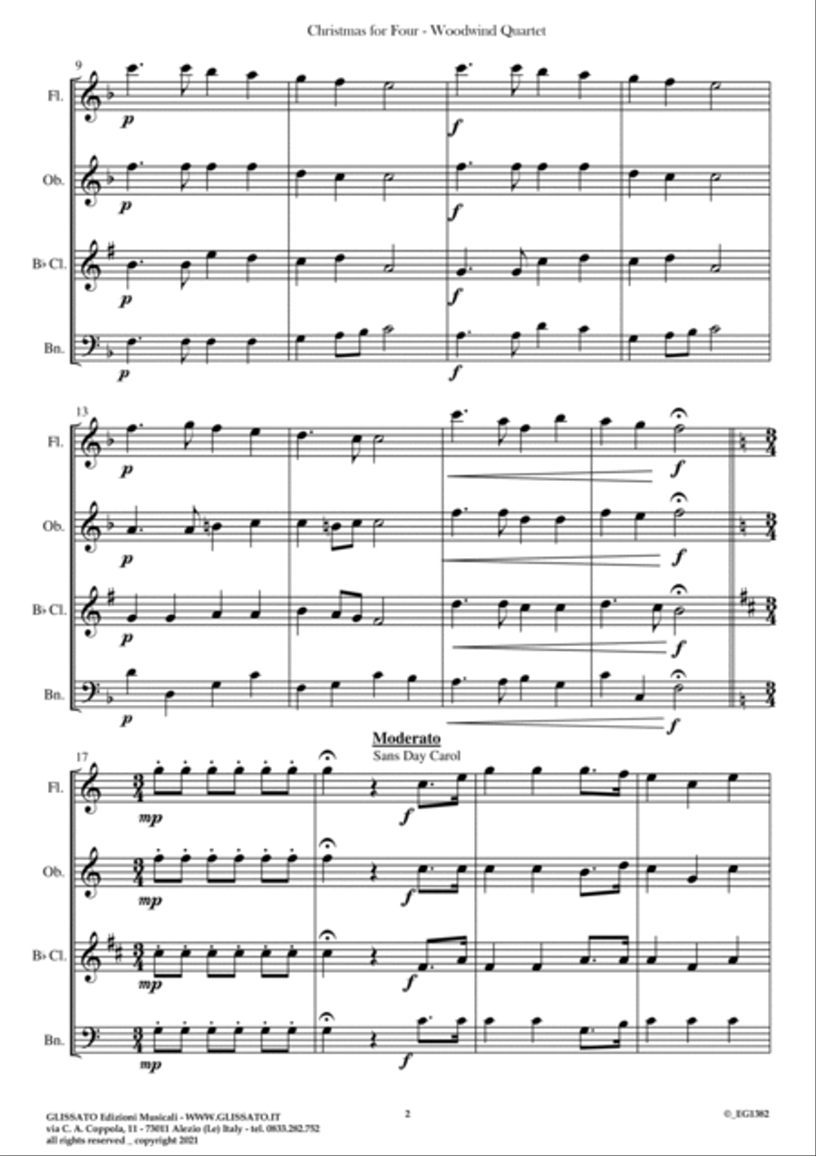Christmas For Four - Medley for Woodwind Quartet (score & parts) Woodwind Quartet scores gallery preview page 3