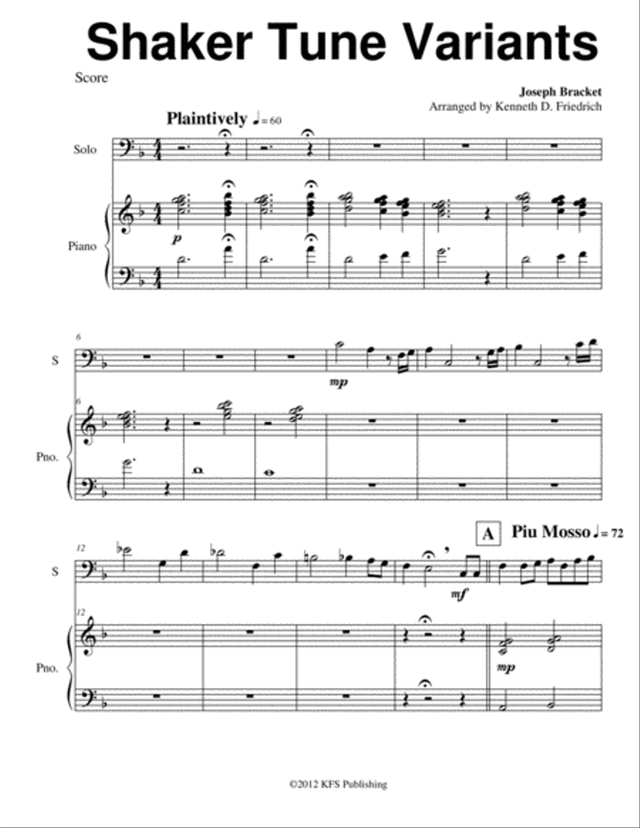 Shaker Tune Variants Bassoon scores gallery preview page 1