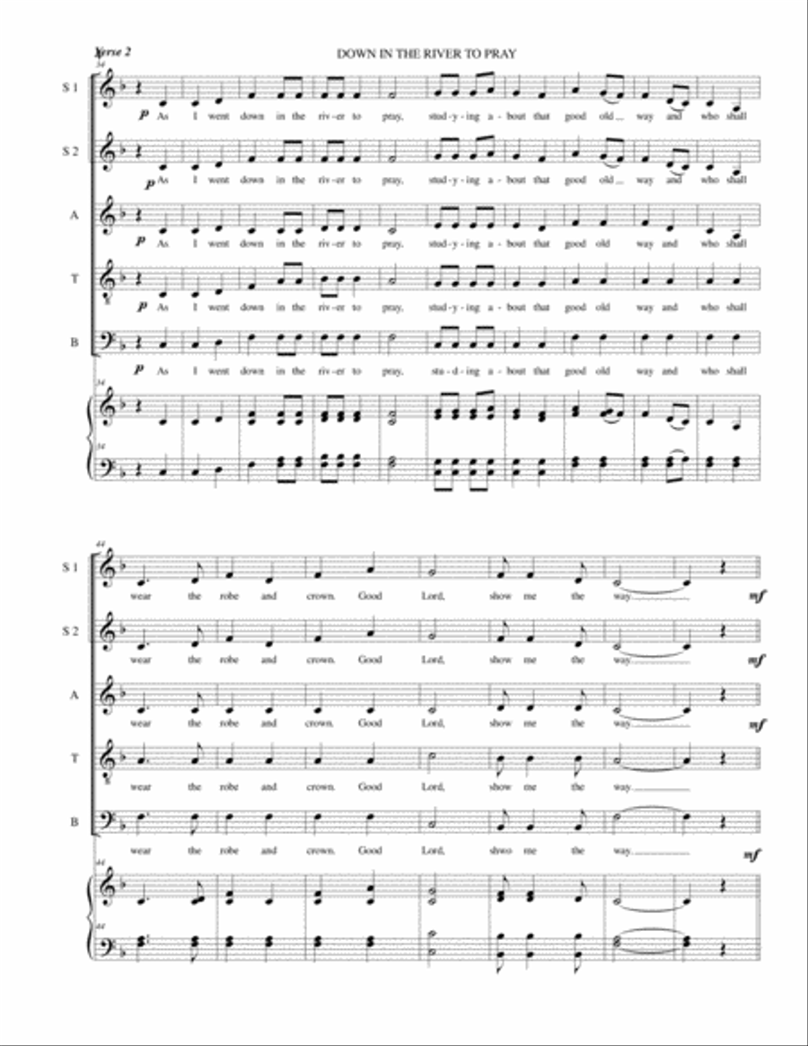 Down in the River to Pray 4-Part scores gallery preview page 4