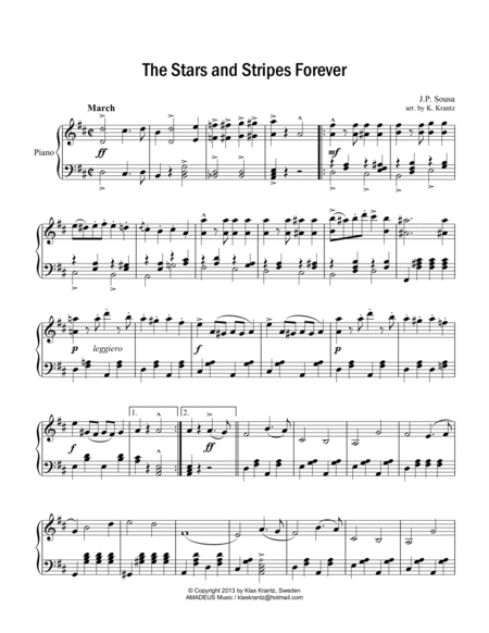 The Stars and Stripes Forever for easy piano solo (abridged) image number null
