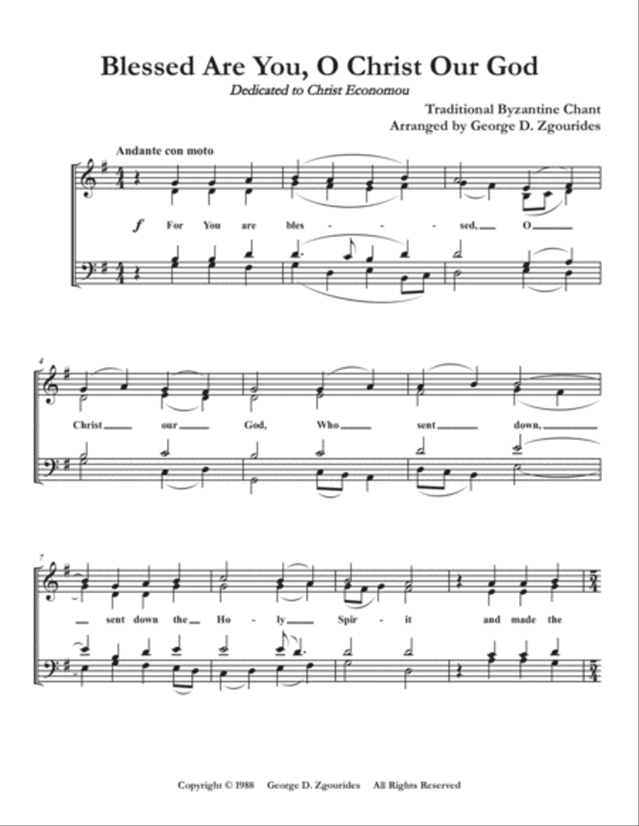 BLESSED ARE YOU, O CHRIST OUR GOD (1988) 4-Part scores gallery preview page 2