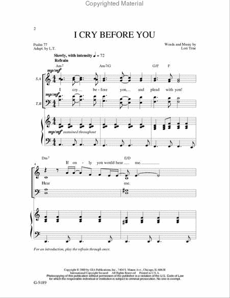 I Cry Before You I Cry Before You 4-Part scores gallery preview page 2